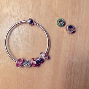 Authentic pandora bangle bracelet With Charms